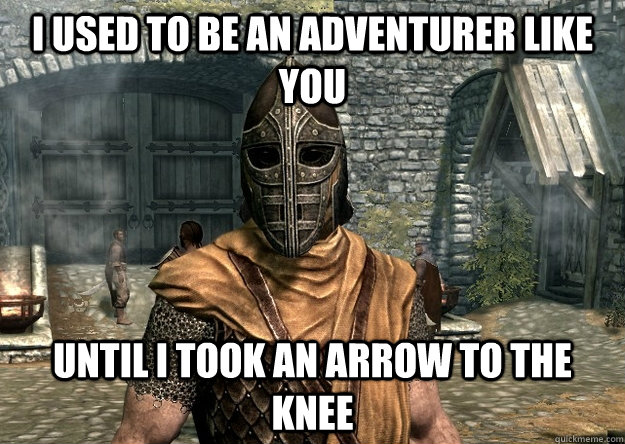 pics I Used To Be An Adventurer Like You Until I Took An Arrow In The Knee quickmeme